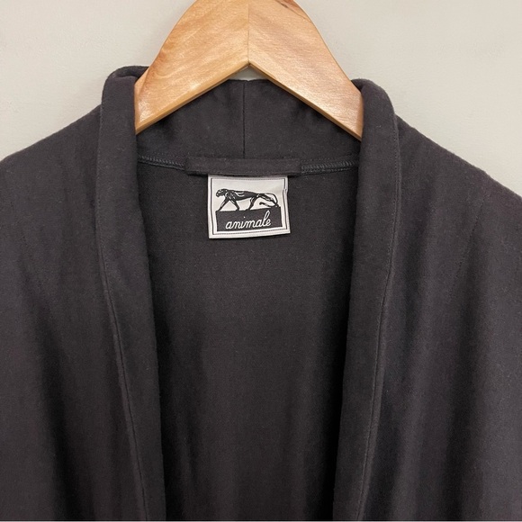 Animale Open Wool Coat Women's Size Small Oversized Fit Charcoal Grey Long - Picture 5 of 6